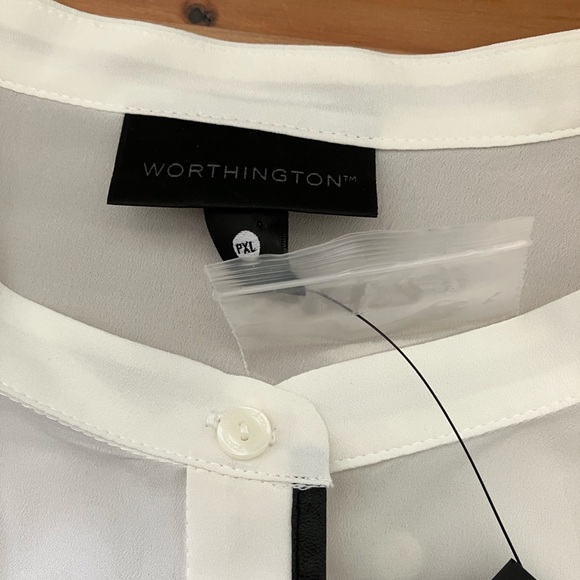 Worthington Off White Button Up Lightweight Blouse Size PXL New With Tags - Picture 2 of 8